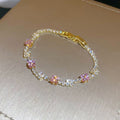 Light Luxury Geometric Square Zircon Prong Bangle Korean Style Sweet Fashion Bracelet view 1