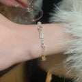 Light Luxury Geometric Square Zircon Prong Bangle Korean Style Sweet Fashion Bracelet view 4