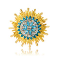 Alloy Rhinestone Sunflower Brooch Pin With Blue Gem Style Accent view 5