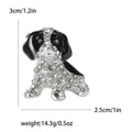 Alloy Rhinestone Black White Dog Brooch Pin For Formal Wear view 4
