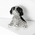 Alloy Rhinestone Black White Dog Brooch Pin For Formal Wear view 2