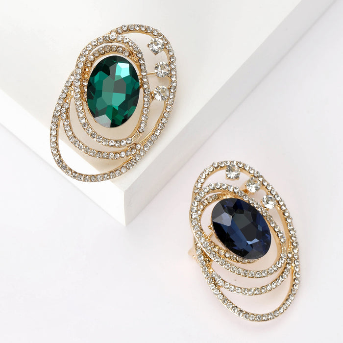 Alloy Oval Crystal Brooch Pin For Suits Dresses And Formalwear
