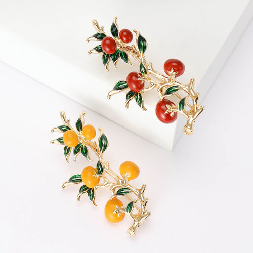 Alloy Enamel Persimmon Brooch Pin For Clothing Decoration