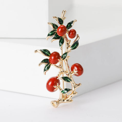 Alloy Enamel Persimmon Brooch Pin For Clothing Decoration