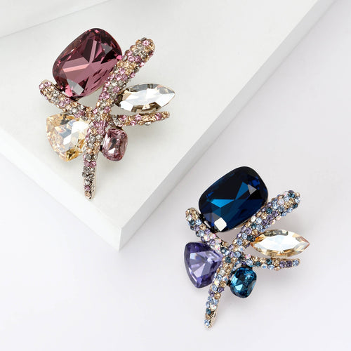 Alloy K9 Crystal Geometric Brooch Luxury Clothing Lapel Pin