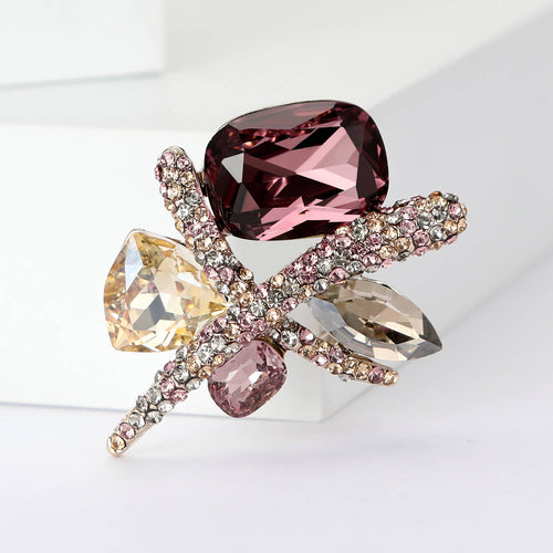 Alloy K9 Crystal Geometric Brooch Luxury Clothing Lapel Pin