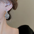 Light Luxury Zircon Oval Hollow Snake Design Drop Earrings With Silver Needle Posts view 3