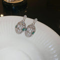 Light Luxury Zircon Oval Hollow Snake Design Drop Earrings With Silver Needle Posts view 4