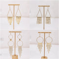 Elegant Gold Alloy Geometric Hollow Circle Triangle Long Chain Fringe Tassel Women's Earrings view 1