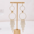 Elegant Gold Alloy Geometric Hollow Circle Triangle Long Chain Fringe Tassel Women's Earrings view 4