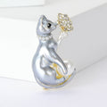 Alloy Pearl Cat Rhinestone Brooch Pin For Versatile Clothing Decoration view 2