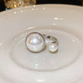 Gold Plated Irregular Round Oval Faux Pearl Open Ring French Light Luxury Geometric Ring view 4