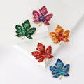 Alloy Enamel Maple Leaf Brooch With Rhinestones For Jackets view 1