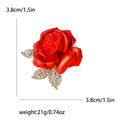 Alloy Red Rose Flower Brooch For Garment Decoration view 4