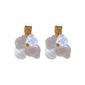 Maillard Style Acrylic Flower Drop Earrings With Silver Needle, Statement Light Luxury Floral Ear Studs view 5