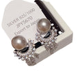 French Vintage Faux Pearl Round Rhinestone Tassel Drop Earrings With Silver Posts for Women view 5