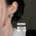 French Vintage Faux Pearl Round Rhinestone Tassel Drop Earrings With Silver Posts for Women view 2