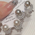 French Vintage Faux Pearl Round Rhinestone Tassel Drop Earrings With Silver Posts for Women view 1