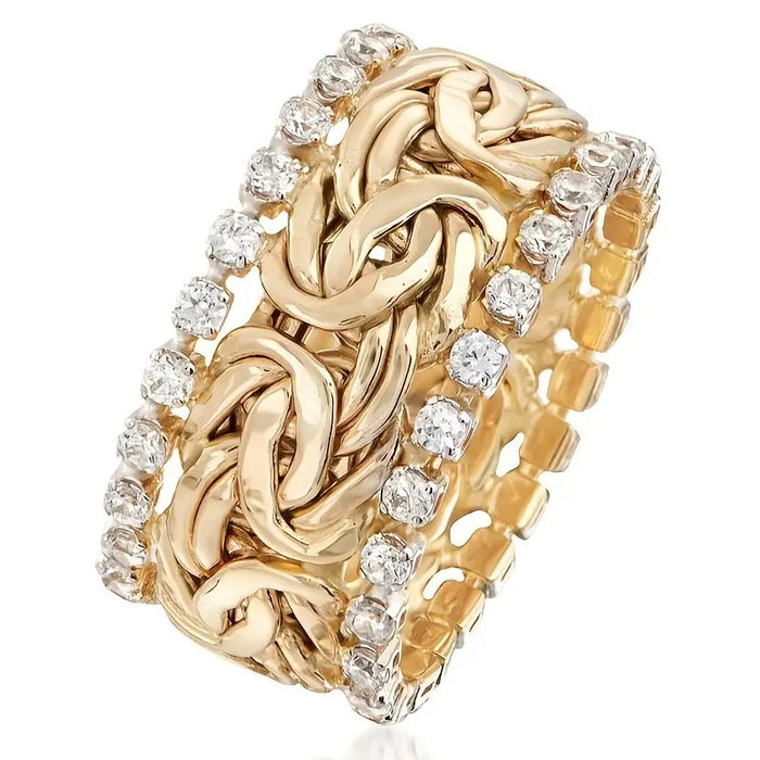 Punk Wide Band Statement Ring Luxury Irregular Wrapped Line Symbol Finger Ring