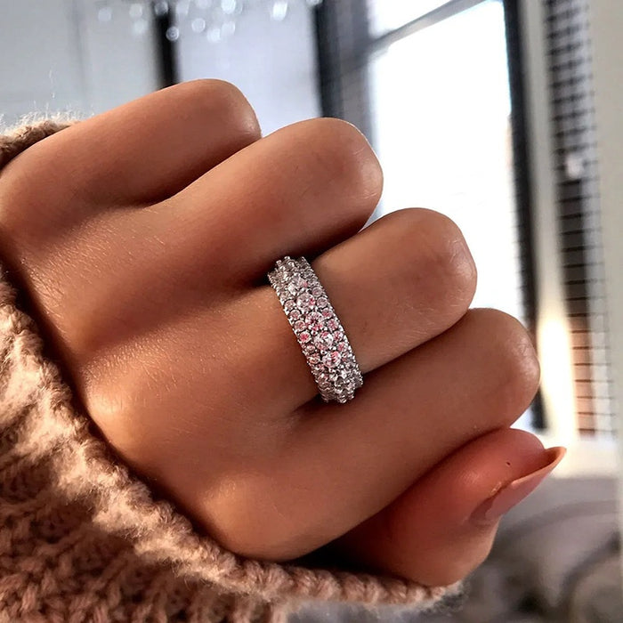 European Unisex Hip Hop Full Pave Ring, New Trendy Street Fashion Statement Finger Jewelry