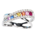 Fashion Rainbow Cross Ring Elegant Women's Statement Jewelry Colorful Crisscross Finger Ring view 5