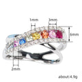 Fashion Rainbow Cross Ring Elegant Women's Statement Jewelry Colorful Crisscross Finger Ring view 4