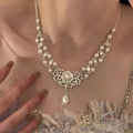 French Vintage Faux Pearl Rhinestone Baroque Geometric Y2K Choker Necklace view 3