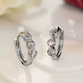 Sparkling Faux Diamond Hoop Earrings, Light Luxury Round Huggie Ear Cuffs Trendy Circle Earrings view 2