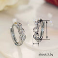 Sparkling Faux Diamond Hoop Earrings, Light Luxury Round Huggie Ear Cuffs Trendy Circle Earrings view 4
