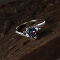 Colorful Heart Ring Creative Rainbow Heart Swing Arm Design Versatile Finger Ring Jewelry view 3