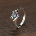 Colorful Heart Ring Creative Rainbow Heart Swing Arm Design Versatile Finger Ring Jewelry view 2