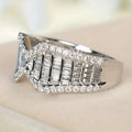 Trendy Style Bowknot Pave T Shape Zircon Ring Geometric Design Fashion Finger Ring view 2