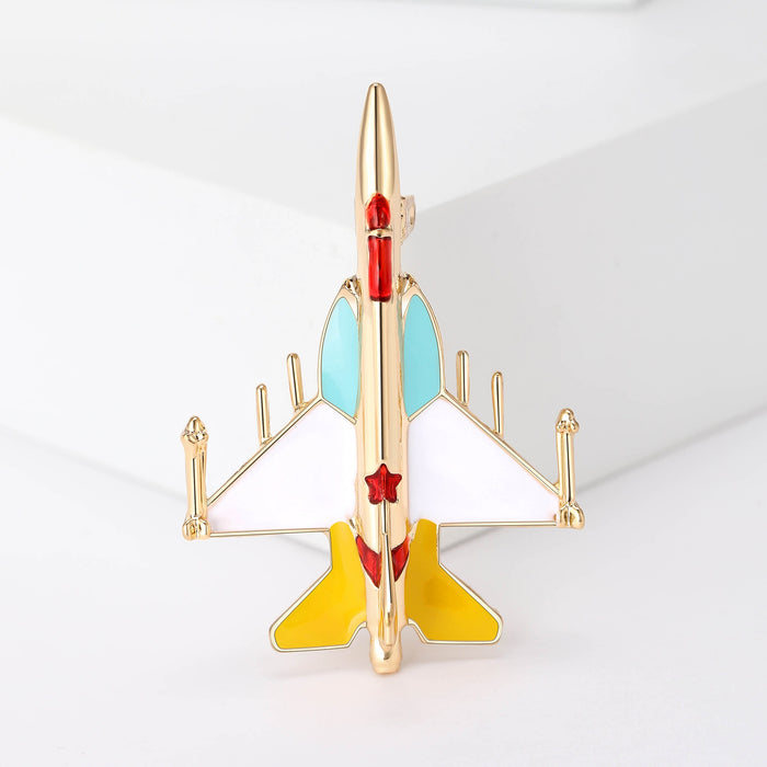Matte Enamel Alloy Airplane Brooch For Casual Clothing Decoration