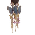 Light Luxury Alloy Rhinestone Butterfly Flower Tassel Drop Earrings For Women view 5