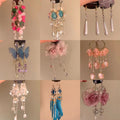 Light Luxury Alloy Rhinestone Butterfly Flower Tassel Drop Earrings For Women view 1