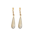 French Light Luxury Gold Plated Copper Teardrop Pearl Tassel Drop Earrings With Zirconia view 5