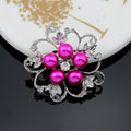 Black Silver Tone Pearl Floral Vine Crystal Pearl Look Six Designs Metal Brooch Pin view 3