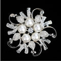 Black Silver Tone Pearl Scrollburst Pearl Look Two Designs Metal Brooch Pin view 1