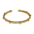 Gold Plated Copper Zircon Brushed Vintage Court Style Open Bangle For Women view 5