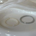 French Vintage Faux Pearl Zircon Geometric Round Beaded Bracelet For Women view 2