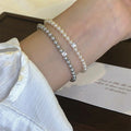 French Vintage Faux Pearl Zircon Geometric Round Beaded Bracelet For Women view 3