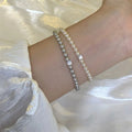 French Vintage Faux Pearl Zircon Geometric Round Beaded Bracelet For Women view 1