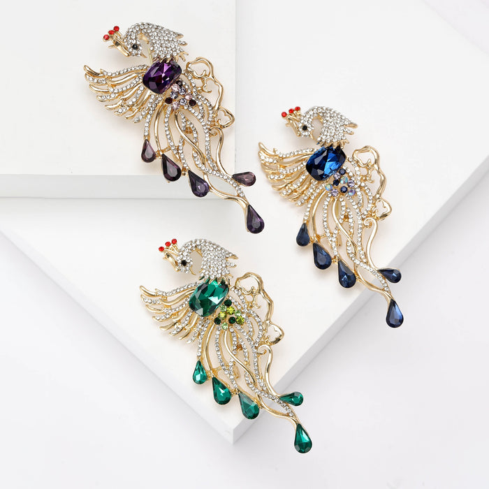 Alloy Rhinestone Hollow Phoenix Brooch For Women's Suit And Dress