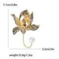 Alloy Pearl Crystal Orchid Brooch Pin For Dresses And Suits view 6
