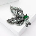 Gold Plated Zircon Leaf Brooch Pin For Suits And Dresses view 3