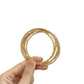 Gold Plated Copper Multi Layer Open Beaded Bangle With Crushed Silver Minimalist Elegant Style view 5