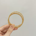 Gold Plated Copper Multi Layer Open Beaded Bangle With Crushed Silver Minimalist Elegant Style view 4