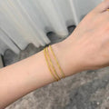 Gold Plated Copper Multi Layer Open Beaded Bangle With Crushed Silver Minimalist Elegant Style view 3