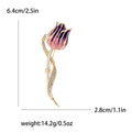 Alloy Enamel Tulip Brooch With Rhinestones For Dress And Suit view 4