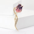 Alloy Enamel Tulip Brooch With Rhinestones For Dress And Suit view 2